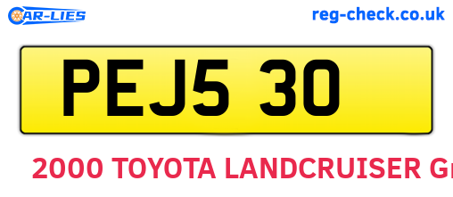 PEJ530 are the vehicle registration plates.