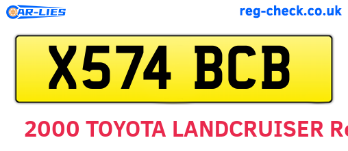 X574BCB are the vehicle registration plates.