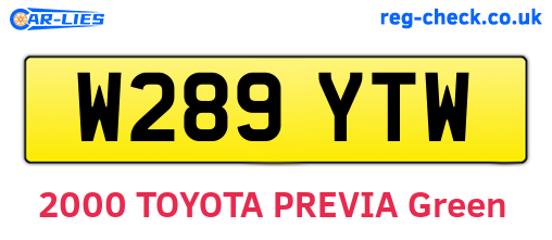 W289YTW are the vehicle registration plates.