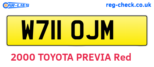 W711OJM are the vehicle registration plates.
