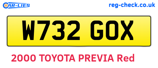 W732GOX are the vehicle registration plates.
