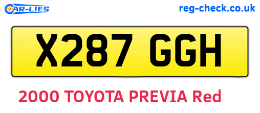 X287GGH are the vehicle registration plates.