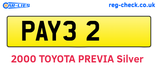 PAY32 are the vehicle registration plates.
