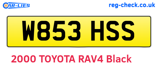 W853HSS are the vehicle registration plates.