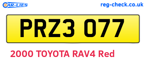 PRZ3077 are the vehicle registration plates.