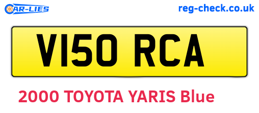V150RCA are the vehicle registration plates.