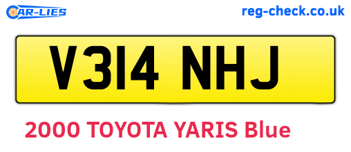 V314NHJ are the vehicle registration plates.