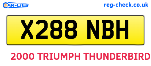X288NBH are the vehicle registration plates.