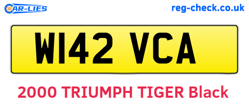 W142VCA are the vehicle registration plates.