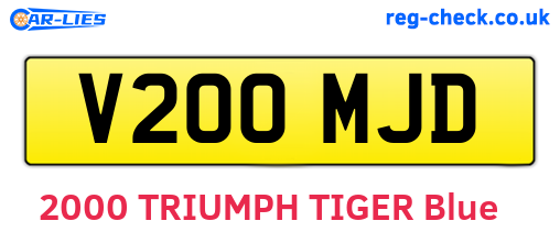 V200MJD are the vehicle registration plates.