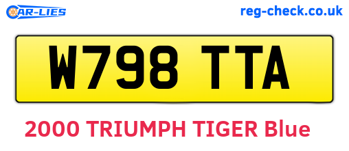 W798TTA are the vehicle registration plates.