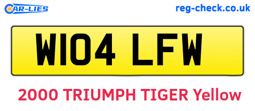W104LFW are the vehicle registration plates.