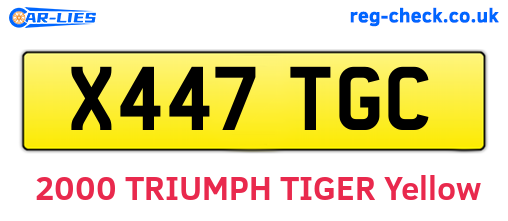 X447TGC are the vehicle registration plates.