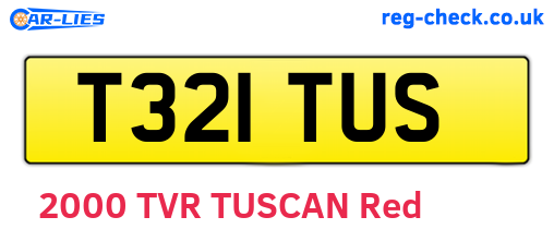 T321TUS are the vehicle registration plates.