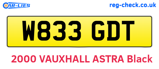W833GDT are the vehicle registration plates.
