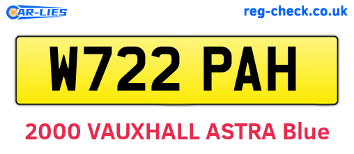 W722PAH are the vehicle registration plates.