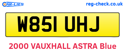 W851UHJ are the vehicle registration plates.