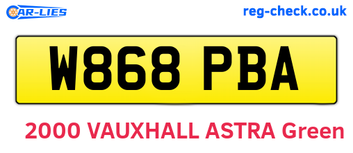 W868PBA are the vehicle registration plates.