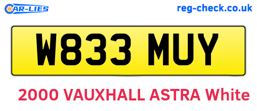 W833MUY are the vehicle registration plates.
