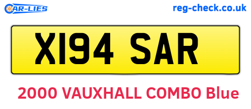 X194SAR are the vehicle registration plates.