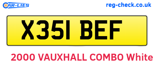 X351BEF are the vehicle registration plates.
