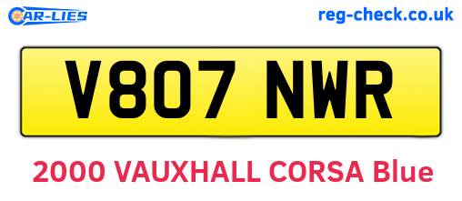 V807NWR are the vehicle registration plates.