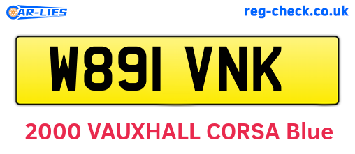 W891VNK are the vehicle registration plates.