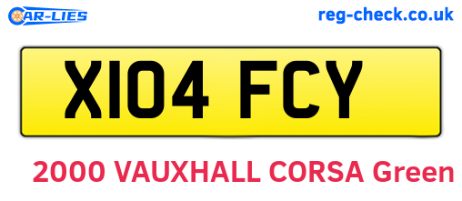 X104FCY are the vehicle registration plates.