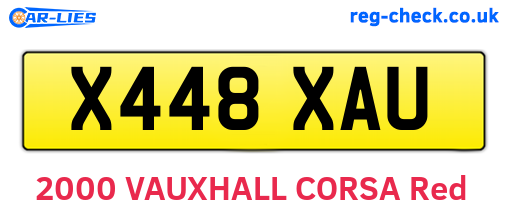 X448XAU are the vehicle registration plates.