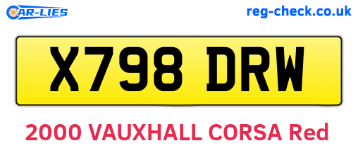 X798DRW are the vehicle registration plates.