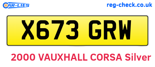 X673GRW are the vehicle registration plates.