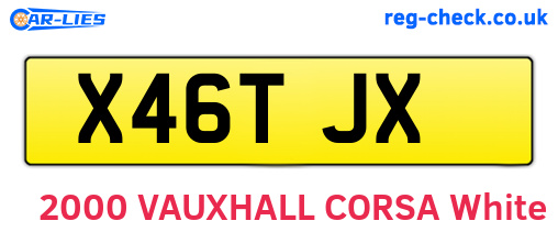 X46TJX are the vehicle registration plates.