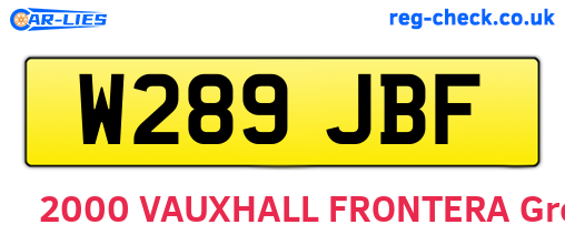 W289JBF are the vehicle registration plates.