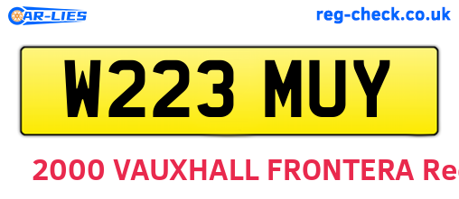 W223MUY are the vehicle registration plates.