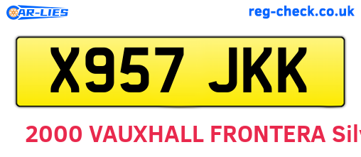 X957JKK are the vehicle registration plates.