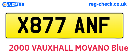 X877ANF are the vehicle registration plates.