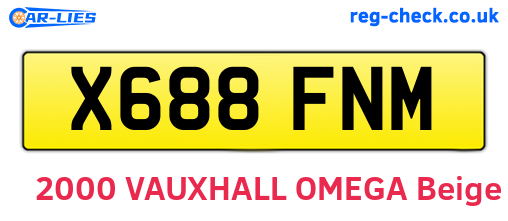 X688FNM are the vehicle registration plates.
