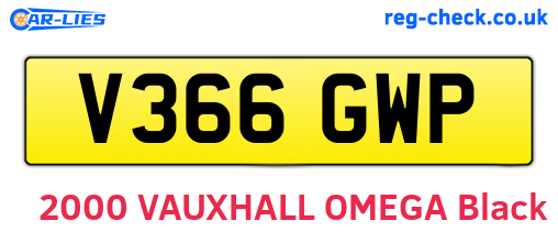 V366GWP are the vehicle registration plates.