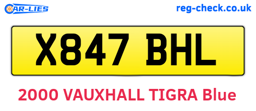 X847BHL are the vehicle registration plates.