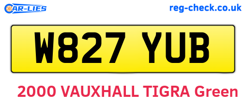 W827YUB are the vehicle registration plates.