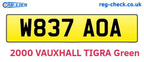 W837AOA are the vehicle registration plates.