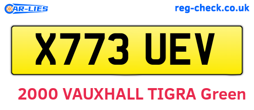 X773UEV are the vehicle registration plates.