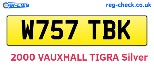 W757TBK are the vehicle registration plates.