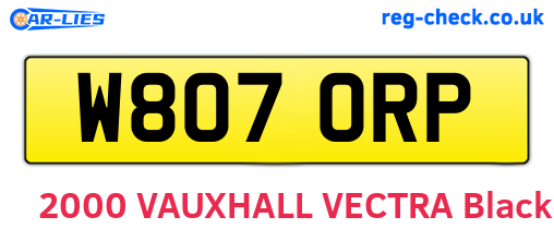 W807ORP are the vehicle registration plates.
