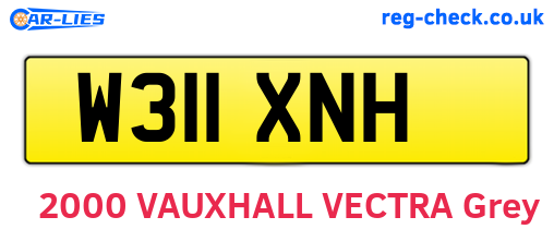 W311XNH are the vehicle registration plates.