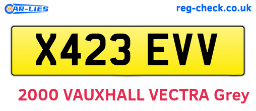 X423EVV are the vehicle registration plates.