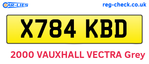 X784KBD are the vehicle registration plates.