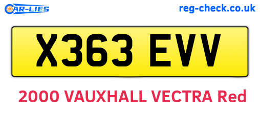 X363EVV are the vehicle registration plates.