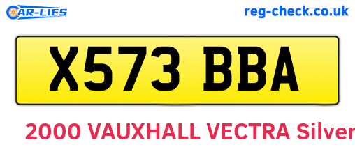 X573BBA are the vehicle registration plates.