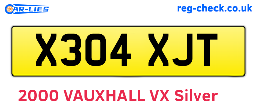 X304XJT are the vehicle registration plates.